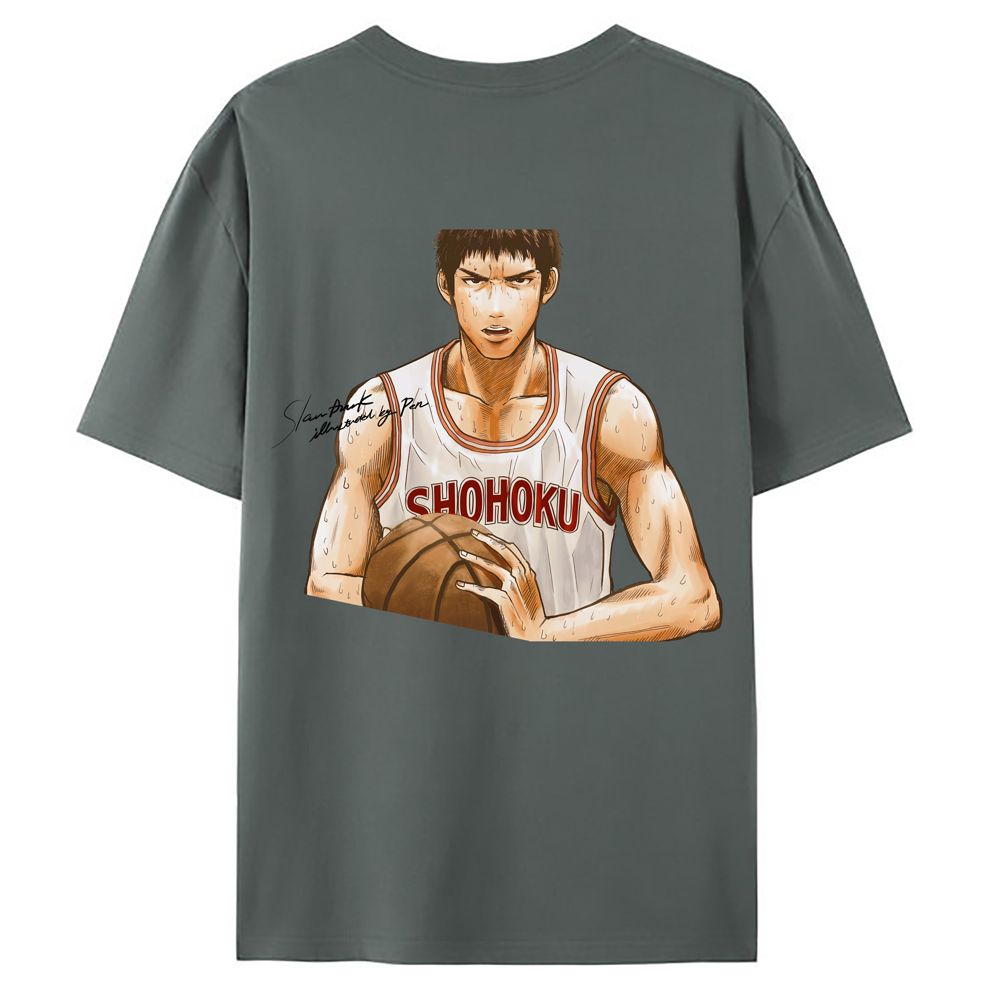 （画像用） SLAM DUNK／スラムダンク 綿100％ メンズ半袖Tシャツ（バックプリント） 通気性